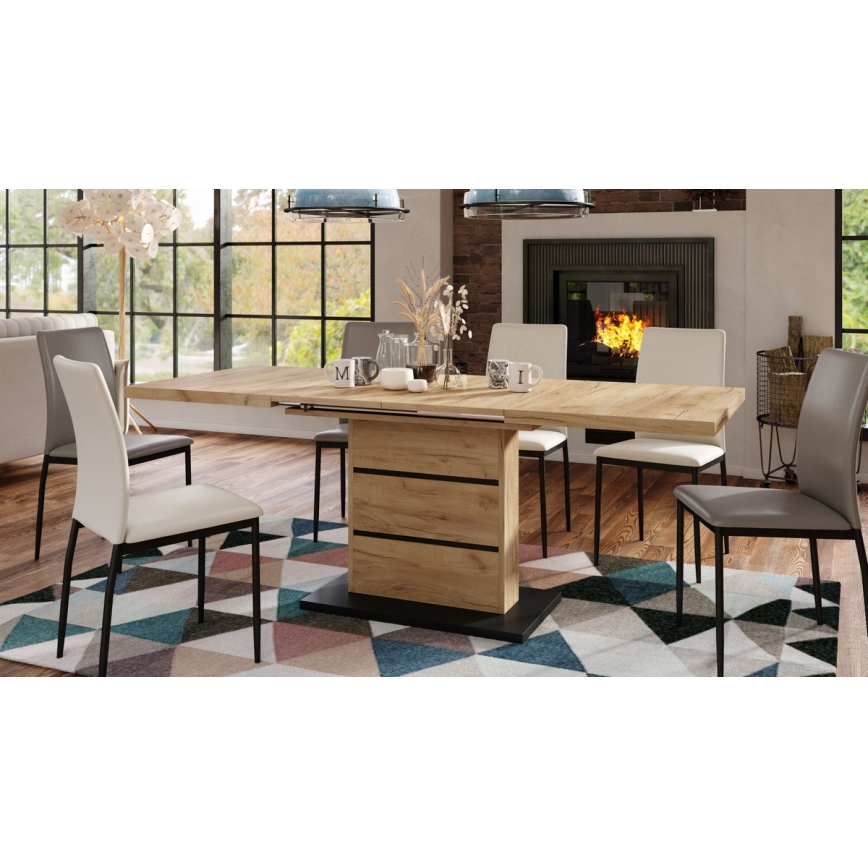 Uitschuifbare eettafel PAOLO eiken craft/zwart