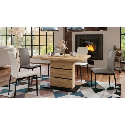 Uitschuifbare eettafel PAOLO eiken craft/zwart