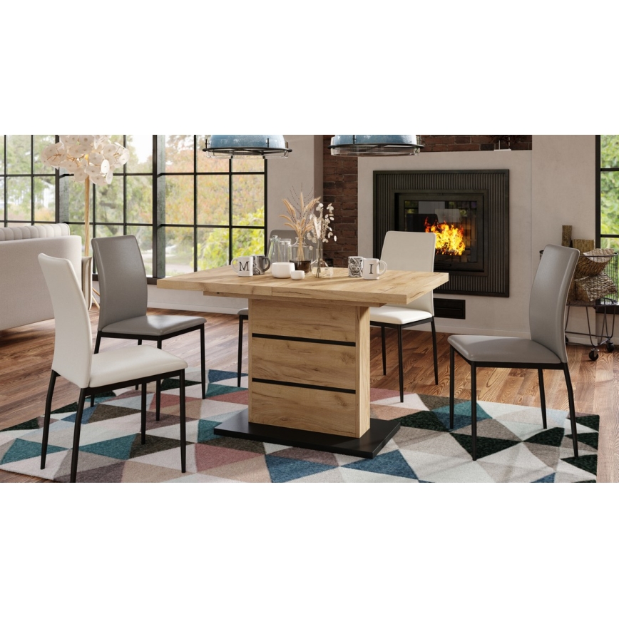 Uitschuifbare eettafel PAOLO eiken craft/zwart