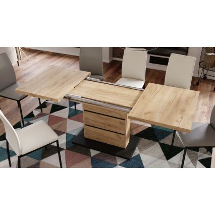 Uitschuifbare eettafel PAOLO eiken craft/zwart