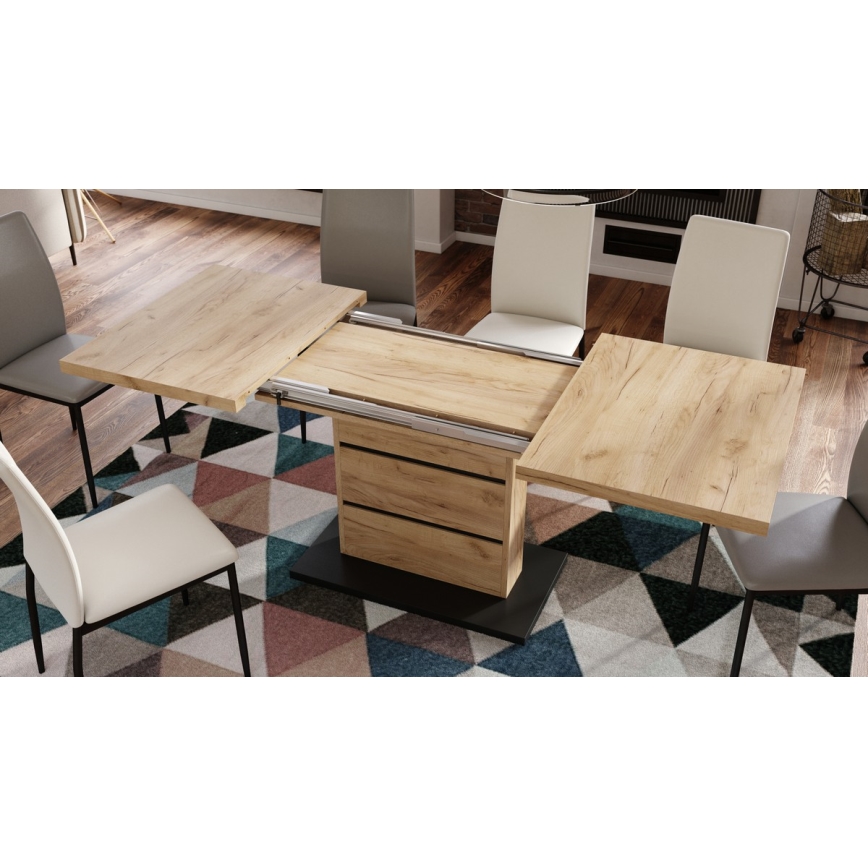 Uitschuifbare eettafel PAOLO eiken craft/zwart