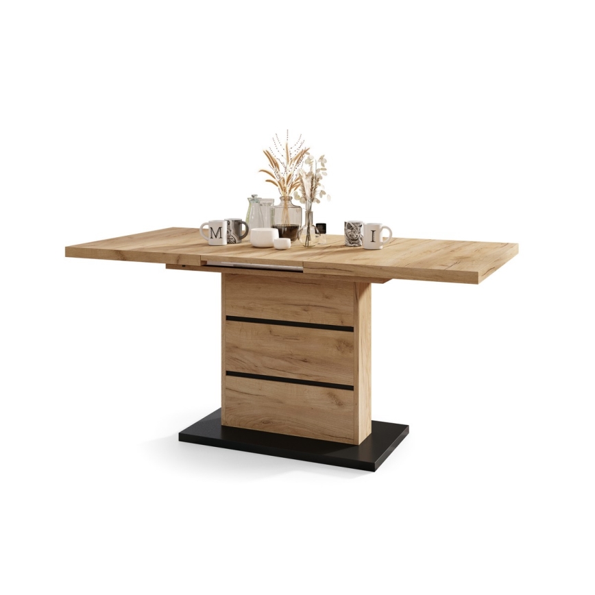 Uitschuifbare eettafel PAOLO eiken craft/zwart