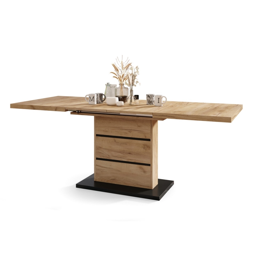 Uitschuifbare eettafel PAOLO eiken craft/zwart