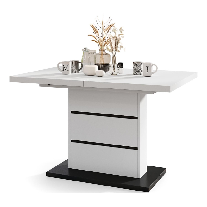 Uitschuifbare eettafel PAOLO wit/zwart