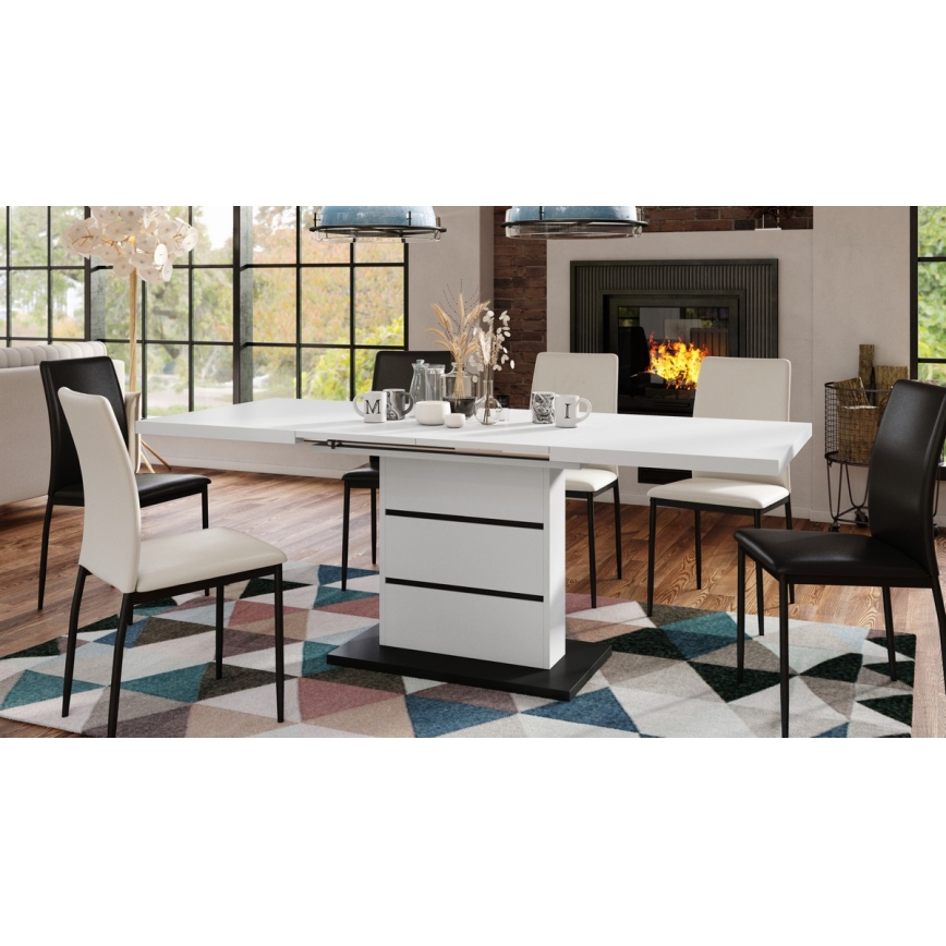 Uitschuifbare eettafel PAOLO wit/zwart