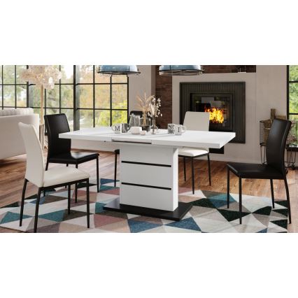 Uitschuifbare eettafel PAOLO wit/zwart