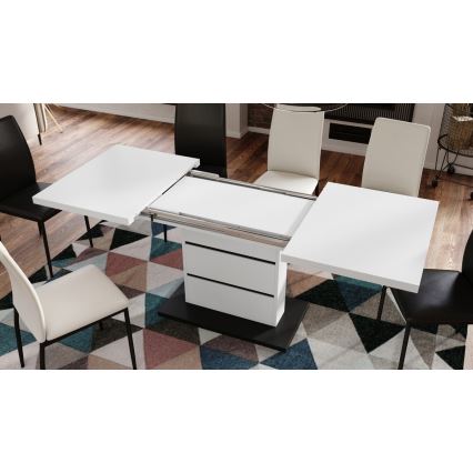 Uitschuifbare eettafel PAOLO wit/zwart