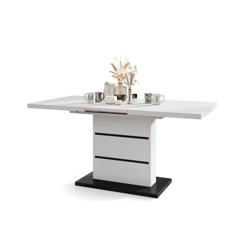 Uitschuifbare eettafel PAOLO wit/zwart