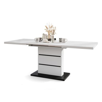 Uitschuifbare eettafel PAOLO wit/zwart