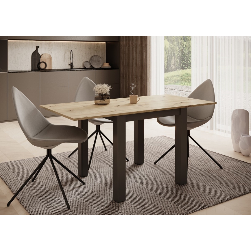 Uitschuifbare eettafel ZARO 80/160x80 cm artisan eiken/zwart