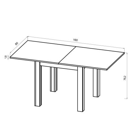 Uitschuifbare eettafel ZARO 80/160x80 cm artisan eiken/zwart