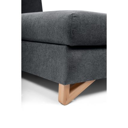 Uitschuifbare L‑vormige gestoffeerde hoekbank AVESTA met opbergruimte, rechts, antraciet