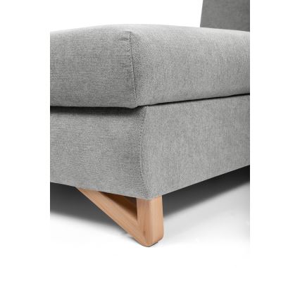 Uitklapbare, gestoffeerde L-vormige hoekbank AVESTA met opbergruimte, links, grijs