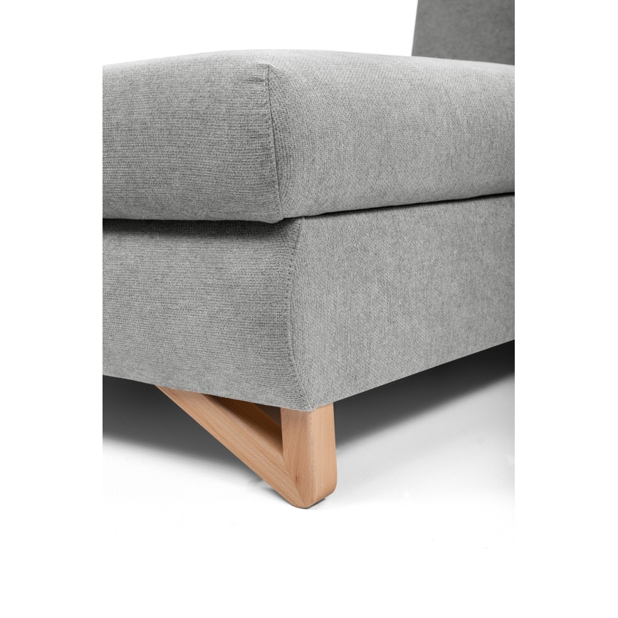 Uitklapbare, gestoffeerde L-vormige hoekbank AVESTA met opbergruimte, links, grijs