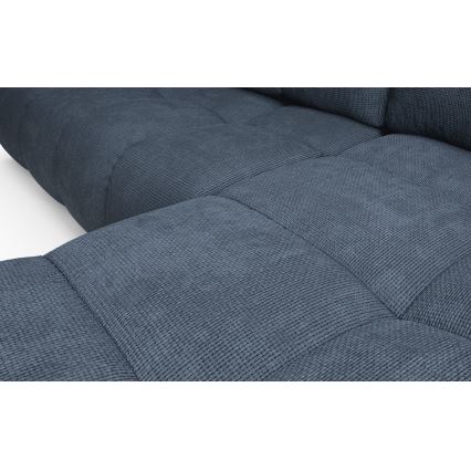 Gepolsterde hoekbank met slaapfunctie en opbergruimte in L‑vorm ALMADA rechts blauw