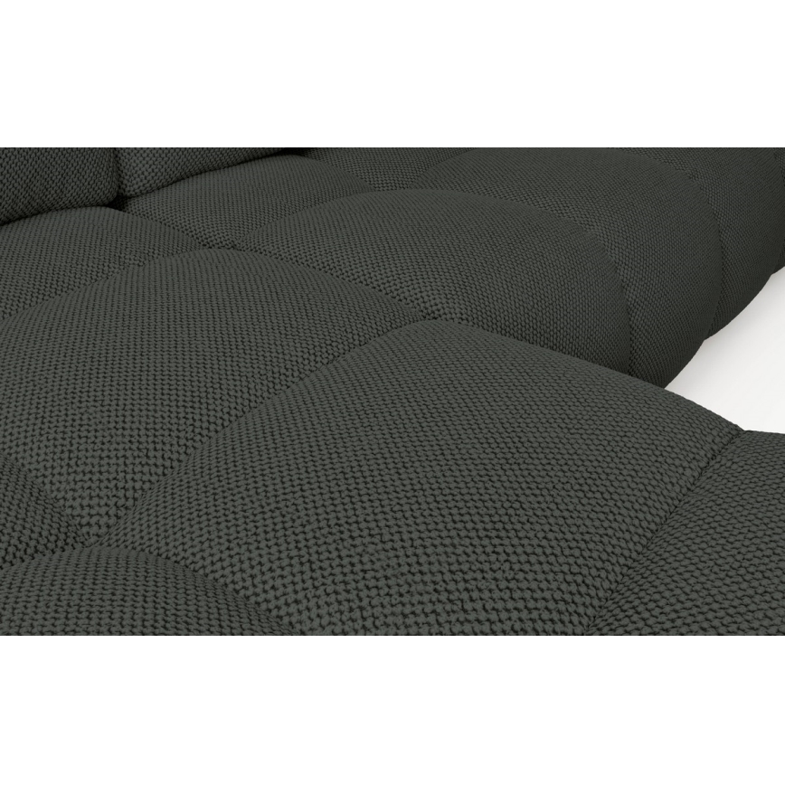 Uitklapbare gestoffeerde L-hoekbank met slaapfunctie en opbergruimte ALMADA, links, antraciet