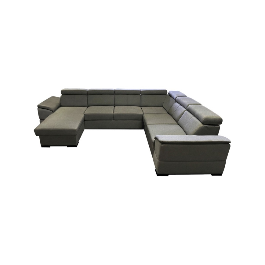 U-vormige hoekbank met slaapfunctie, universele hoek en opbergruimte GRANADA, donkergrijs