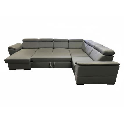 U-vormige hoekbank met slaapfunctie, universele hoek en opbergruimte GRANADA, donkergrijs