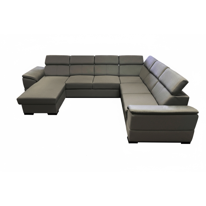 U-vormige hoekbank met slaapfunctie, universele hoek en opbergruimte GRANADA, donkergrijs