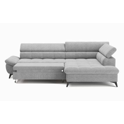 Uitschuifbare hoekbank in L-vorm MARANO rechts, grijs