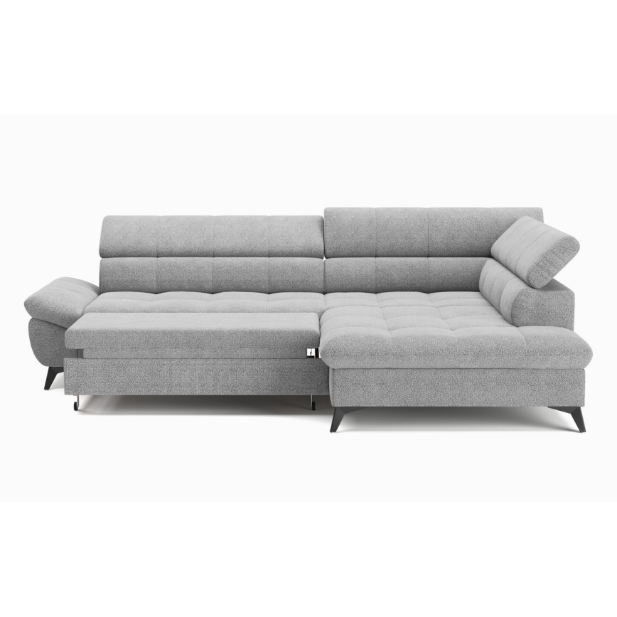 Uitschuifbare hoekbank in L-vorm MARANO rechts, grijs