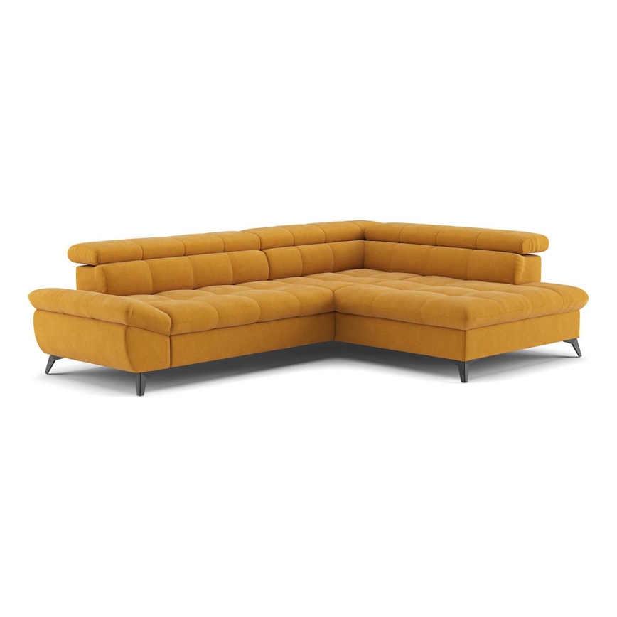 Uitschuifbare hoekbank in L-vorm MARANO rechts oranje