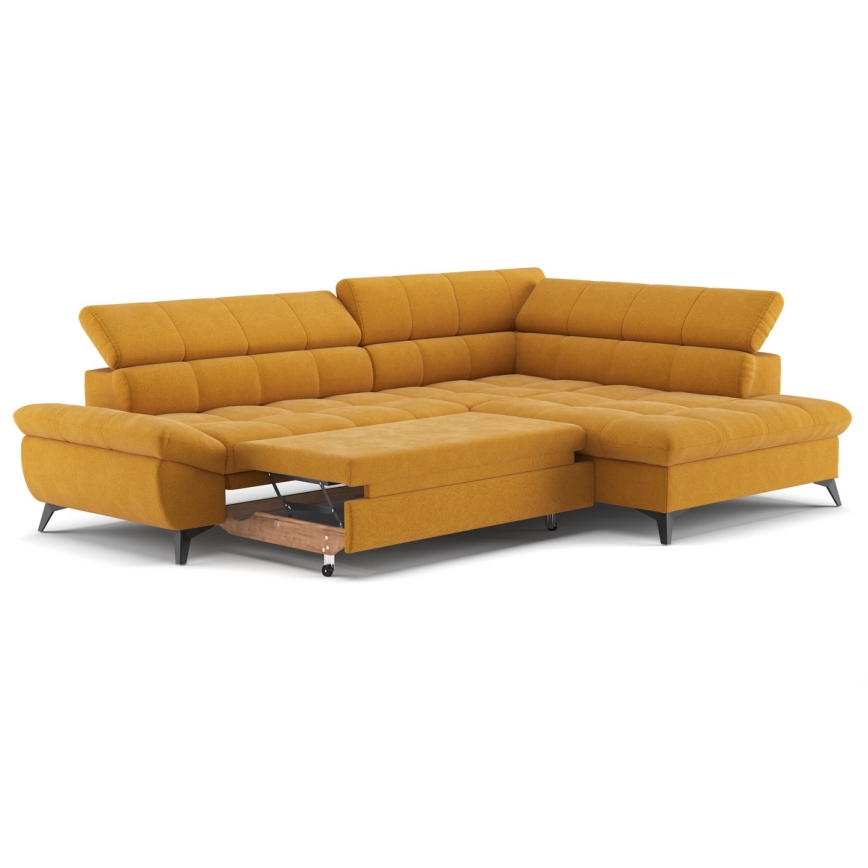 Uitschuifbare hoekbank in L-vorm MARANO rechts oranje