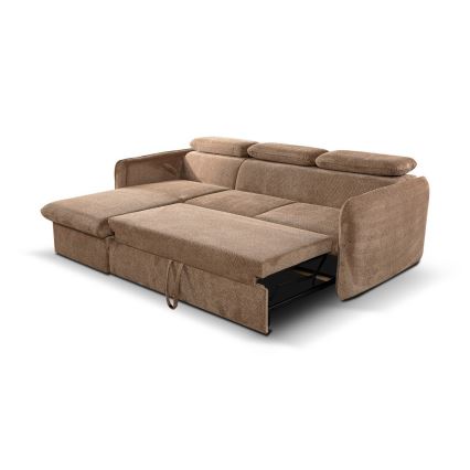 Uitschuifbare hoekbank in L-vorm met opbergruimte BEJA beige links