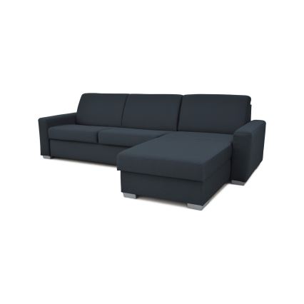 Uitschuifbare hoekbank voor dagelijks gebruik met opbergruimte, L-vormig, LEKA, rechts, blauw