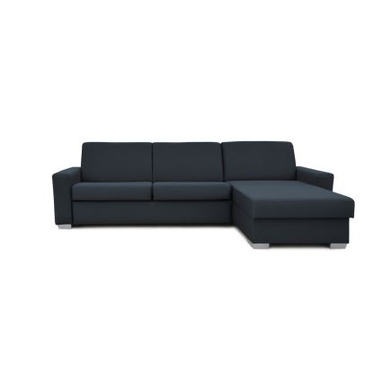 Uitschuifbare hoekbank voor dagelijks gebruik met opbergruimte, L-vormig, LEKA, rechts, blauw