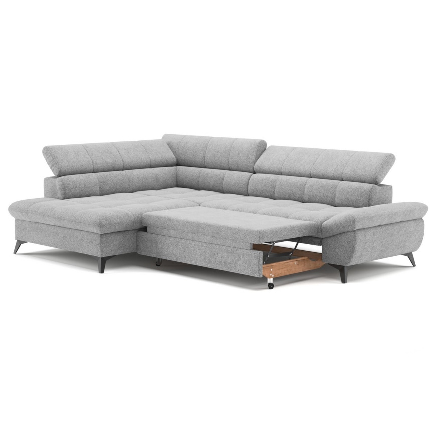 Uitschuifbare hoekbank in L-vorm MARANO links grijs