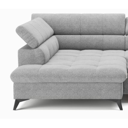 Uitschuifbare hoekbank in L-vorm MARANO links grijs