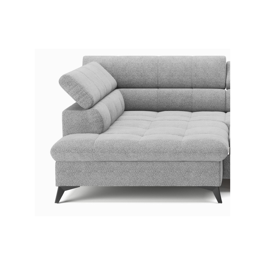 Uitschuifbare hoekbank in L-vorm MARANO links grijs