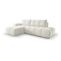 Uitschuifbare hoekbank met opbergruimte, L-vorm, ALMADA links, beige