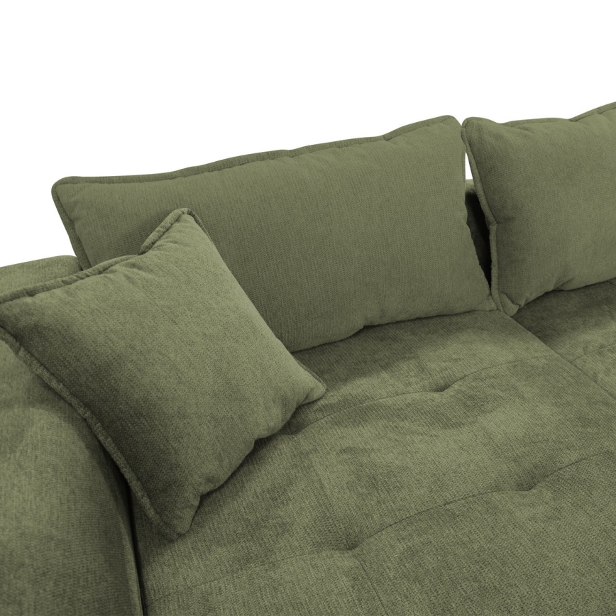 Uitschuifbare L-vormige hoekbank met opbergruimte LAGOA, links, groen