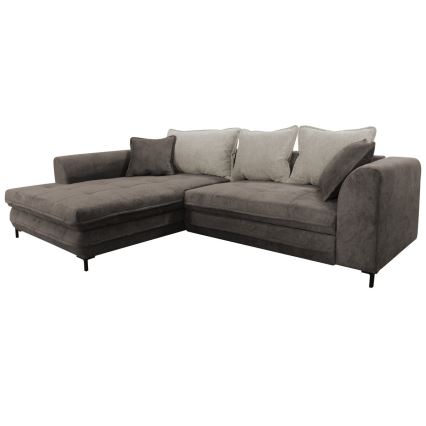 Uitschuifbare L-vormige hoekbank met opbergruimte LAGOA links taupe/grijs