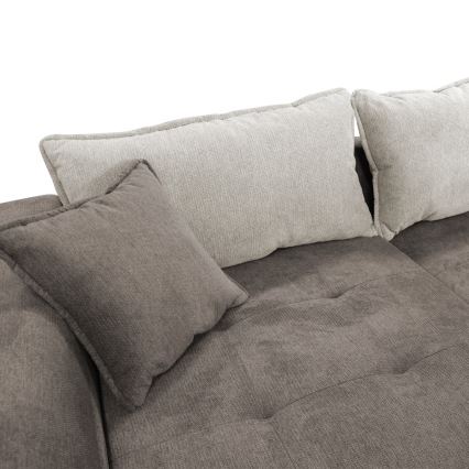 Uitschuifbare L-vormige hoekbank met opbergruimte LAGOA links taupe/grijs