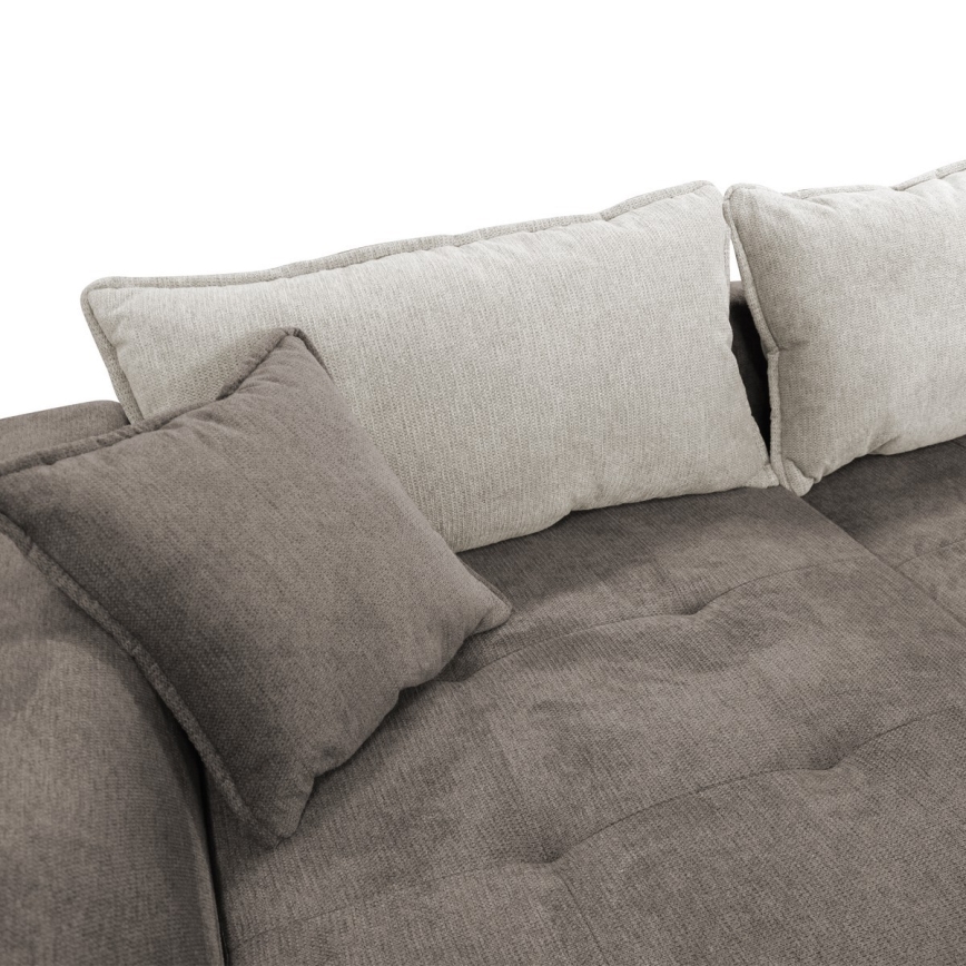 Uitschuifbare L-vormige hoekbank met opbergruimte LAGOA links taupe/grijs