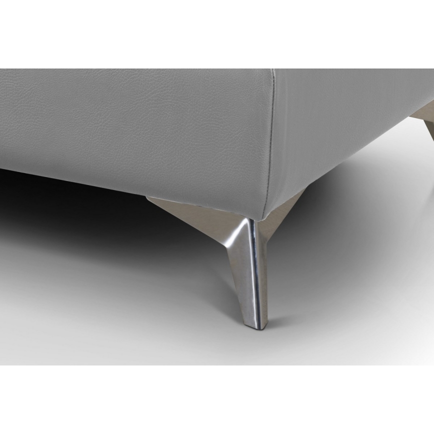 Uitschuifbare leren hoekbank in L-vorm SALERNO II links grijs