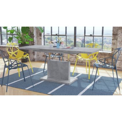 Uitschuifbare salontafel/eettafel met opklapbaar blad NINO grijs beton
