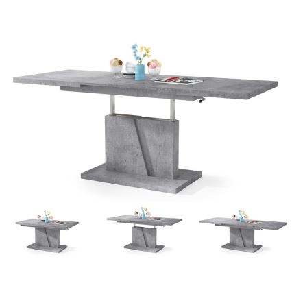 Uitschuifbare salontafel/eettafel met opklapbaar blad NINO grijs beton