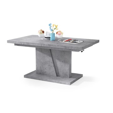 Uitschuifbare salontafel/eettafel met hefblad NINO betongrijs