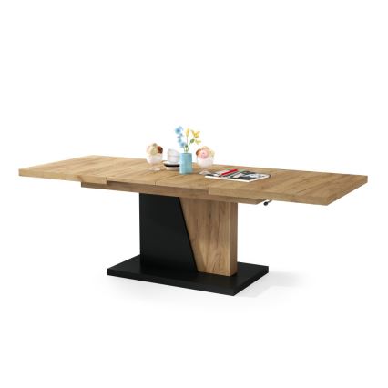 Uitschuifbare salontafel/eettafel met liftfunctie NINO eik craft/zwart