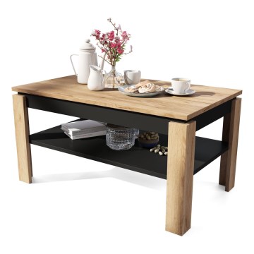 Uitschuifbare salontafel met liftblad en plank ADEN craft eiken/zwart