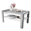 Uitschuifbare salontafel met opklapbaar blad en plank ADEN grijs beton/wit