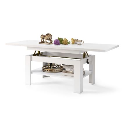 Uitschuifbare salontafel met opklapbaar blad ROY 130/170x65 cm wit