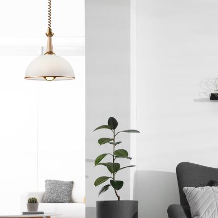 Uittrekbare plafondlamp CHIARA 1xE27/60W/230V beige/beuk