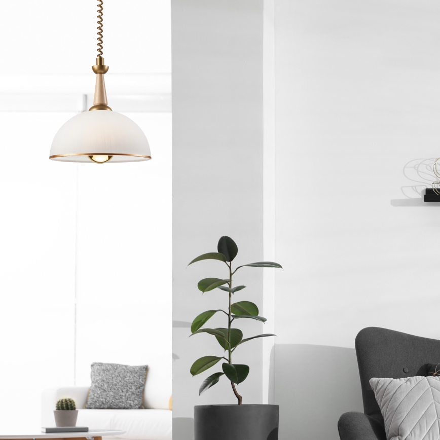 Uittrekbare plafondlamp CHIARA 1xE27/60W/230V beige/beuk