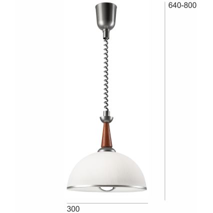 Uittrekbare plafondlamp CHIARA 1xE27/60W/230V zilver/bruin/beuk
