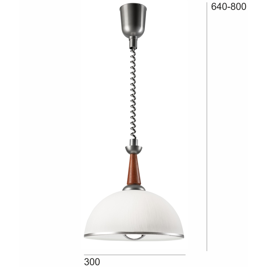 Uittrekbare plafondlamp CHIARA 1xE27/60W/230V zilver/bruin/beuk